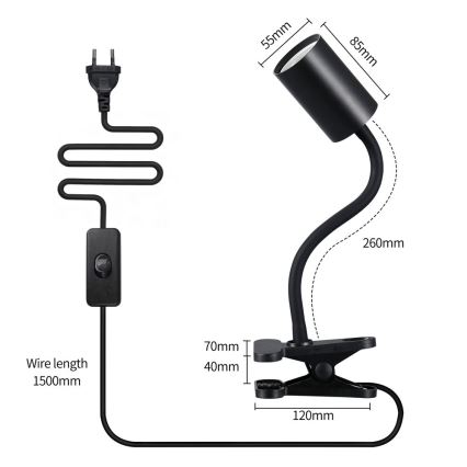 Lampă flexibilă cu clemă PUNTO 1xGU10/9W/230V neagră
