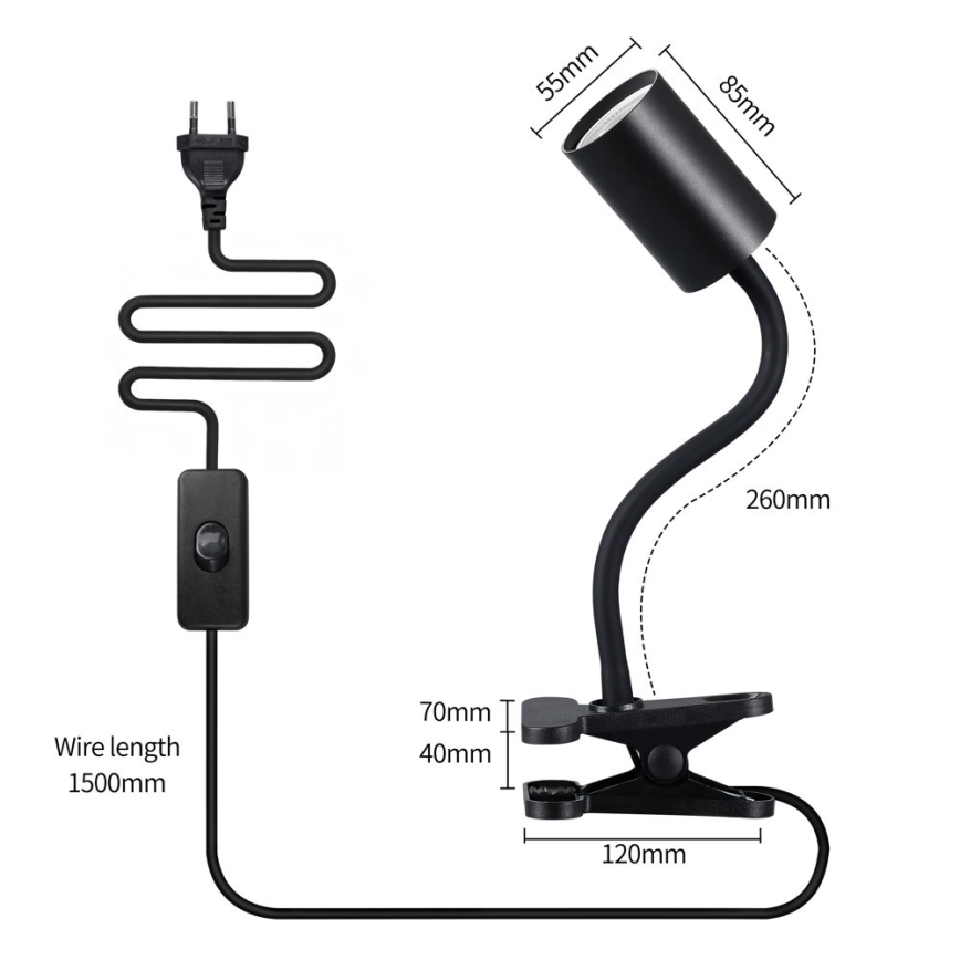 Lampă flexibilă cu clemă PUNTO 1xGU10/9W/230V neagră