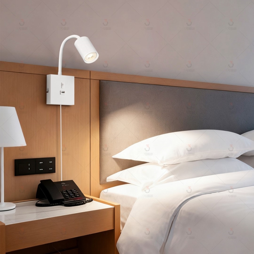 Lampă de perete PUNTO cu USB 1xGU10/9W/230V albă