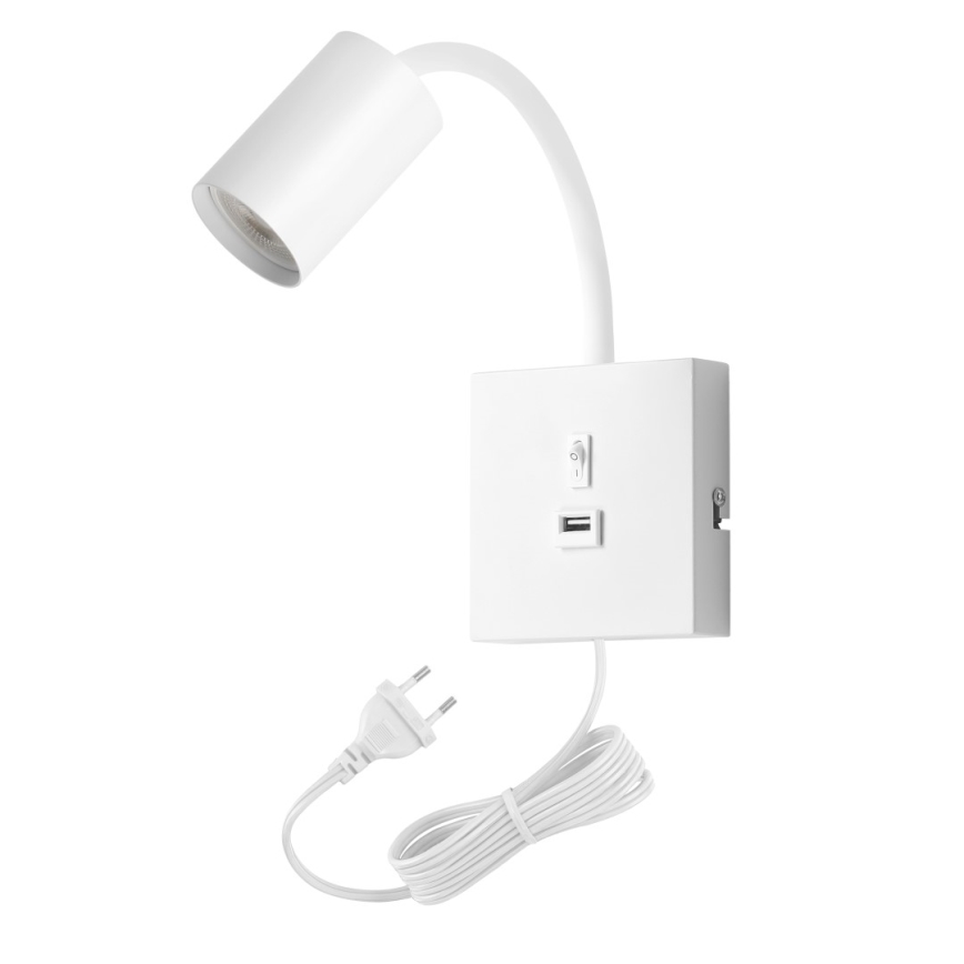 Lampă de perete PUNTO cu USB 1xGU10/9W/230V albă