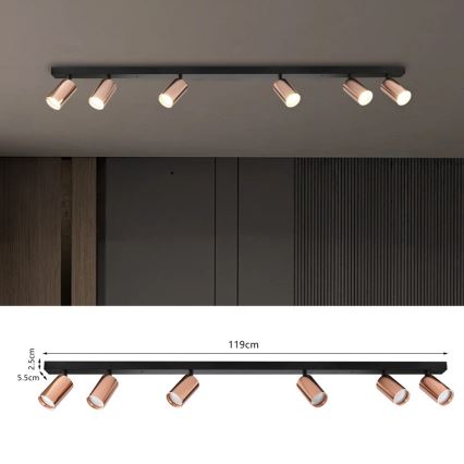 Corp de iluminat cu spoturi PUNTO 6xGU10/9W/230V aur roz