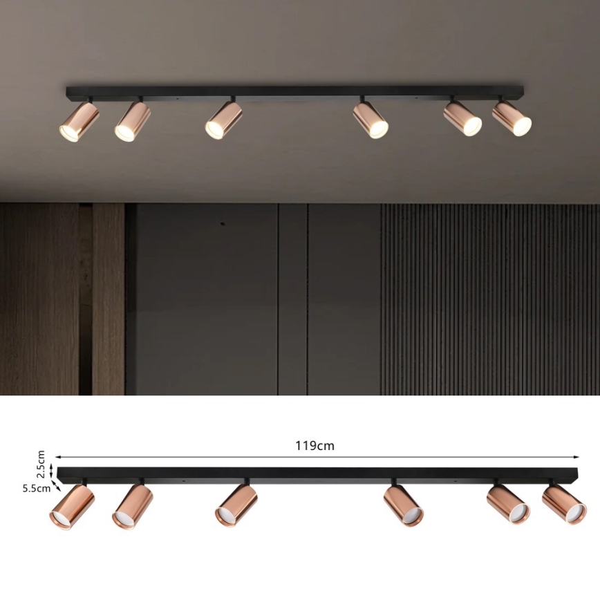 Corp de iluminat cu spoturi PUNTO 6xGU10/9W/230V aur roz
