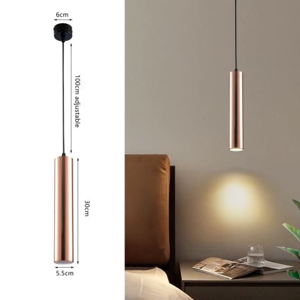 Lustră suspendată pe cablu PUNTO 1xGU10/9W/230V aur roz