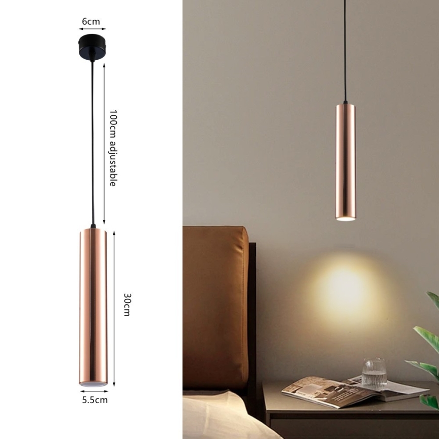Lustră suspendată pe cablu PUNTO 1xGU10/9W/230V aur roz