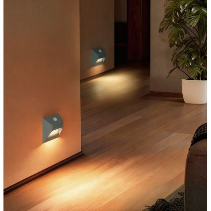 Immax 08309L - Lumină LED reîncărcabilă pentru trepte STEP LIGHT cu senzor de mișcare și senzor de amurg LED/0,3 W/3,7 V 2200 mAh IP53 gri