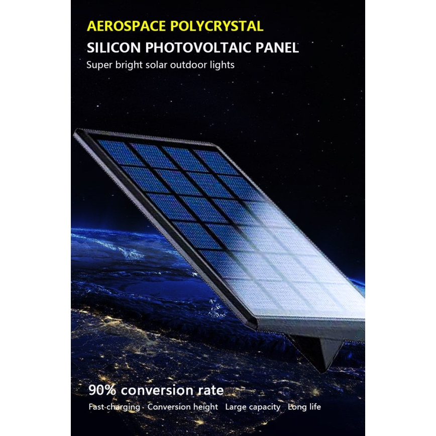 Aplică LED solară cu senzor LED/2,6W/5,5V IP65 negru