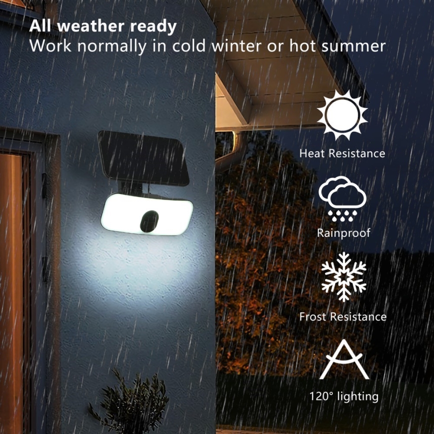 Lumină solară LED de perete cu senzor LED/13W/3,7V 4000K IP65 400 mAh