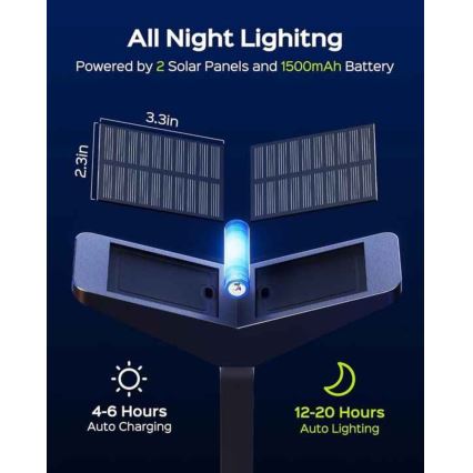 SUN BUTTERFLY Lampă solară cu senzor LED/1,5W/3,7V 3000/6000K IP65 1500 mAh