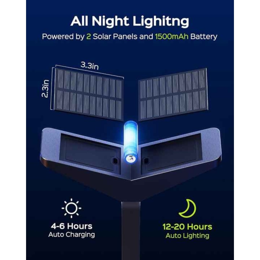 SUN BUTTERFLY Lampă solară cu senzor LED/1,5W/3,7V 3000/6000K IP65 1500 mAh