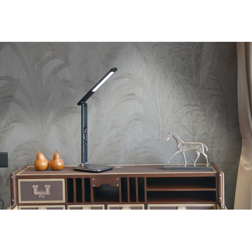 LED Lampă de masă cu display LED/9W/230V/12V negru