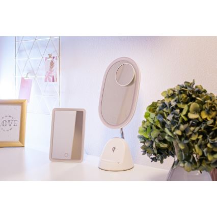 Oglindă cosmetică LED reglabilă cu încărcare wireless LED/18W/230V