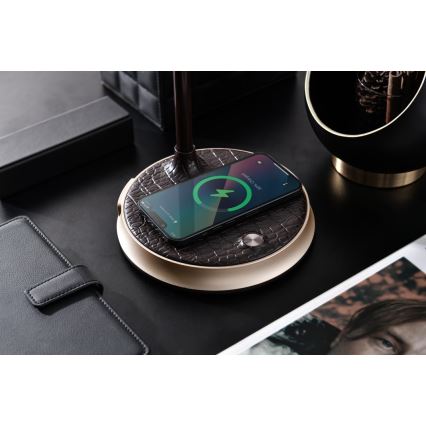 Lampă de birou LED reglabilă cu încărcare wireless FINCH LED/9W/12/230V gri/crom lucios