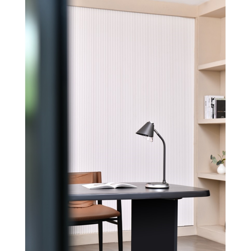 Lampă de birou LED reglabilă cu încărcare wireless FINCH LED/9W/12/230V gri/crom lucios