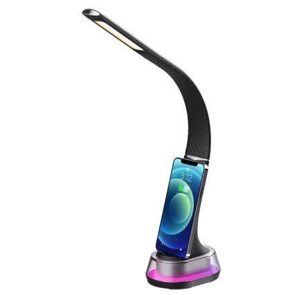 Lampă de birou LED RGB reglabilă cu încărcare wireless CORELLA LED/7W/12/230V negru