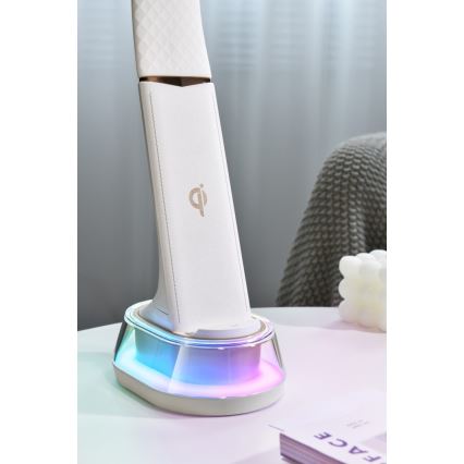 Lampă de birou LED RGB reglabilă cu încărcare wireless CORELLA LED/7W/12/230V albă