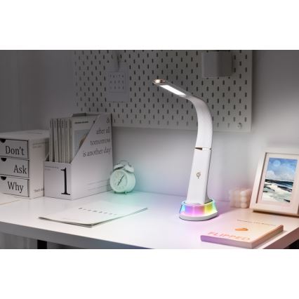 Lampă de birou LED RGB reglabilă cu încărcare wireless CORELLA LED/7W/12/230V albă