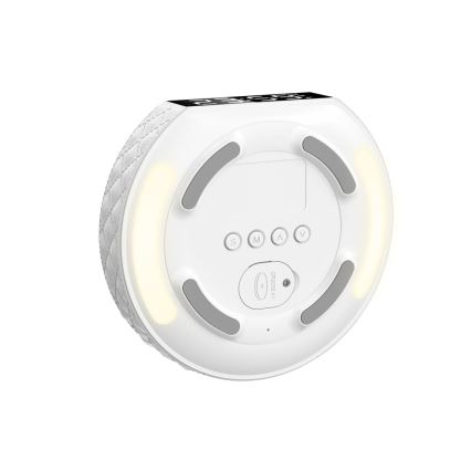 Ceas deșteptător cu ecran LCD și încărcător wireless Qi 27W/9V 220 mAh alb