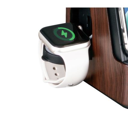 Lampă de birou LED+CCT dimmabilă cu încărcare wireless QI IDEAL, 8W, 230V, 2700/4000/5000K, maro