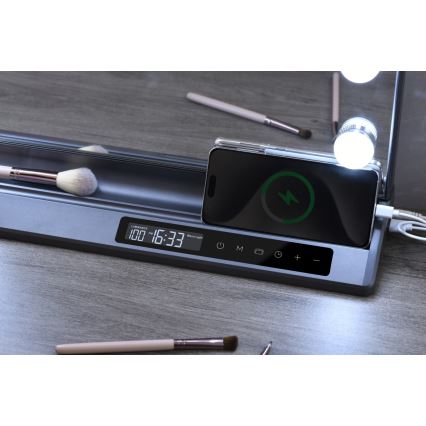 Oglindă de machiaj HOLLYWOOD cu LED reglabil LED/18W/230V 3000/4200/6000K gri