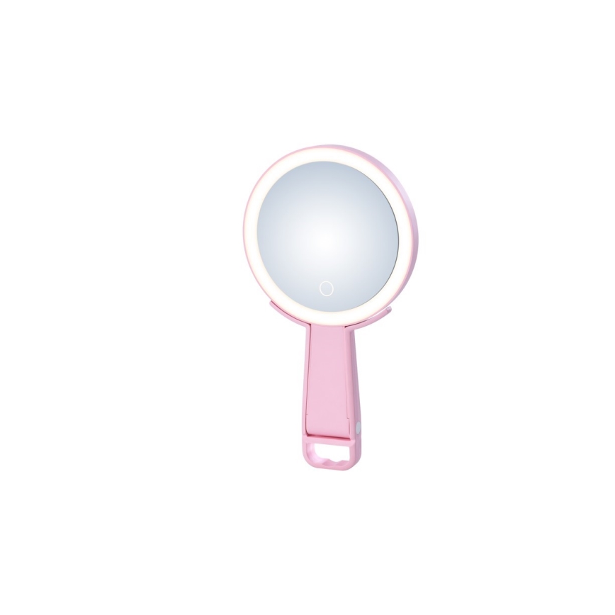 Immax 09102L - Oglindă cosmetică dimabilă LED CCT SWEET, 3W/5V, roz
