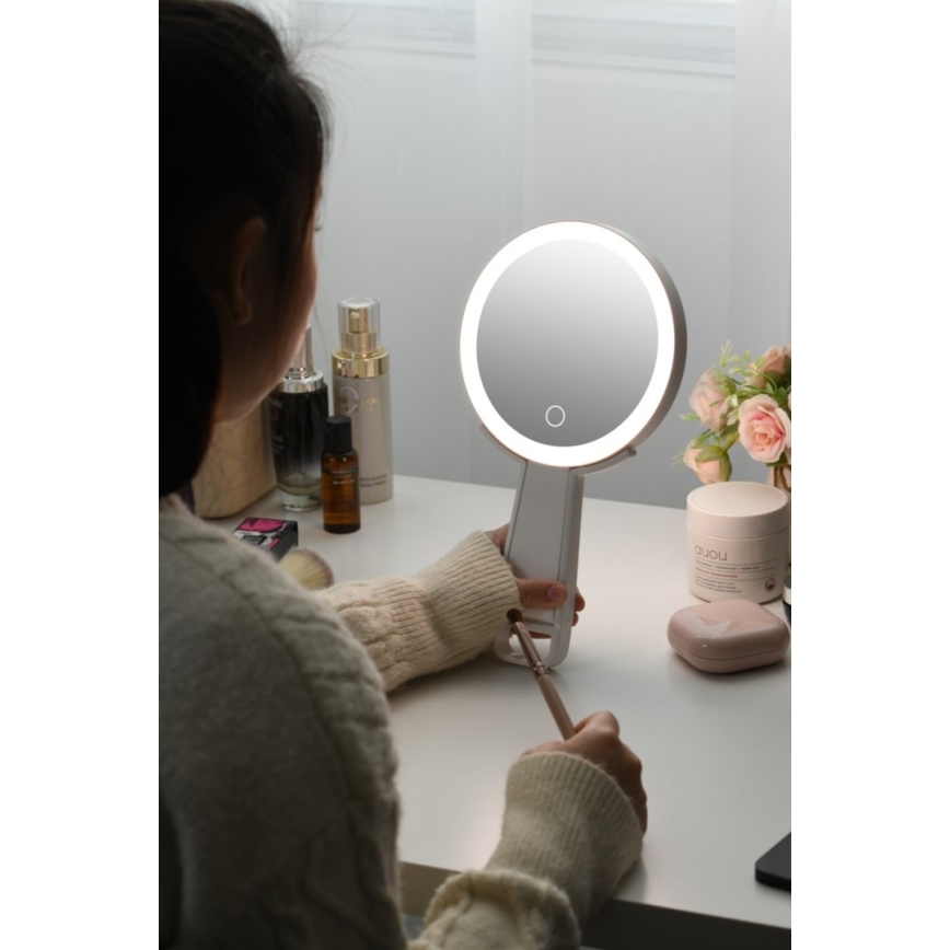 Immax 09103L - Oglindă cosmetică SWEET LED+CCT, dimabilă, 3W/5V, albă