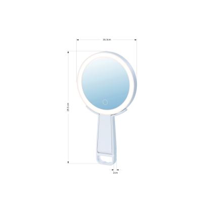 Immax 09103L - Oglindă cosmetică SWEET LED+CCT, dimabilă, 3W/5V, albă