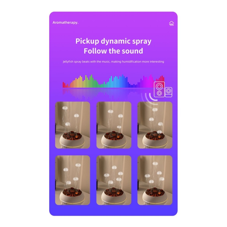 Immax 09104L - Difuzor de aromă și umidificator de aer JELLYFISH LED/11W/5V