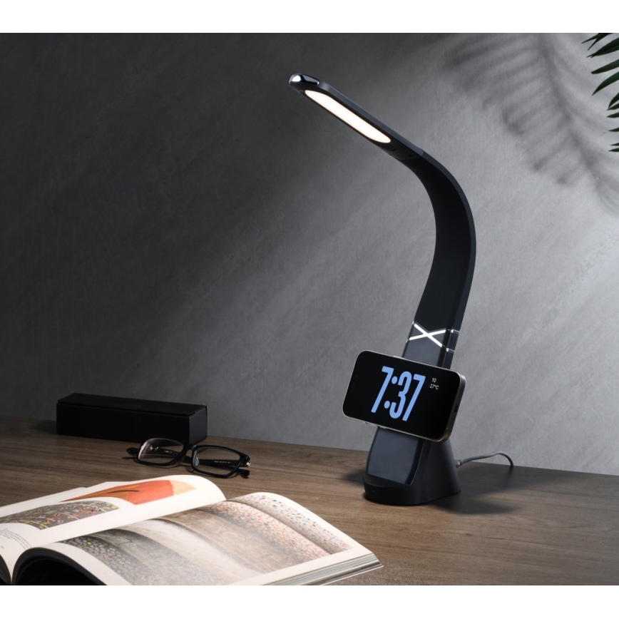 Lampă de masă LED reglabilă cu încărcare wireless MAGIC LED/5W/230V, neagră