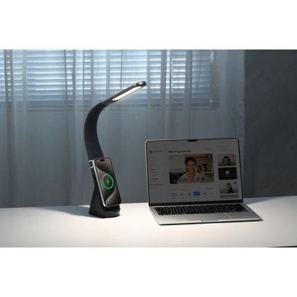 Lampă de masă LED reglabilă cu încărcare wireless MAGIC LED/5W/230V, neagră