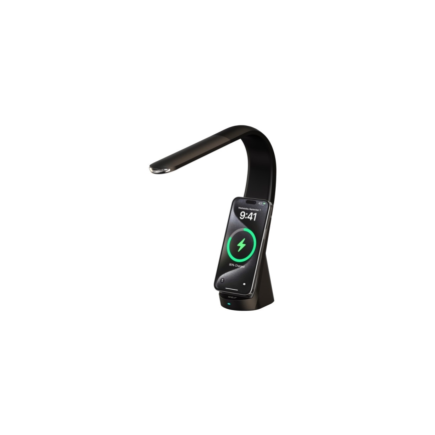 Lampă de masă LED reglabilă cu încărcare wireless MAGIC LED/5W/230V, neagră