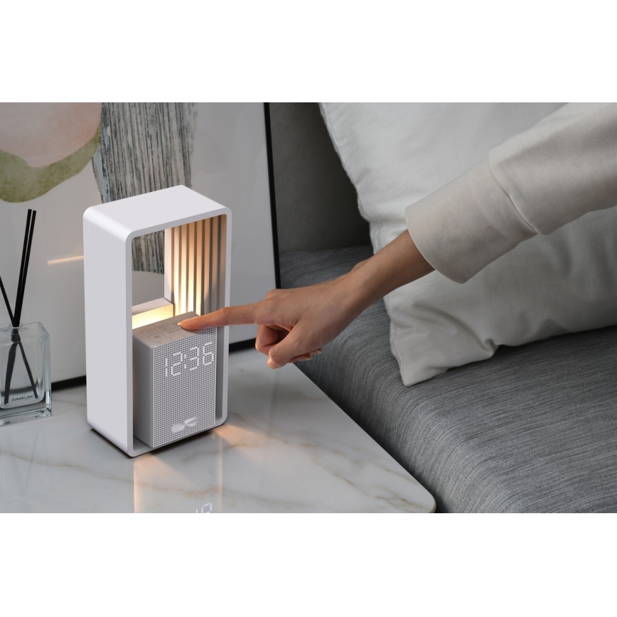 Lampă de birou LED cu ceas deșteptător și încărcare CALM LED/3,5W/5V