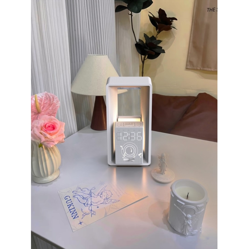 Lampă de birou LED cu ceas deșteptător și încărcare CALM LED/3,5W/5V