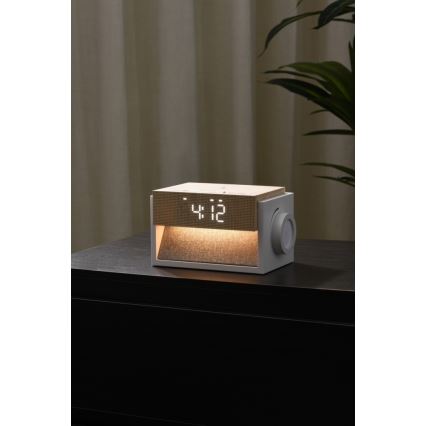 Lampă de birou LED cu ceas deșteptător și încărcare CALM LED/1,2W/5V