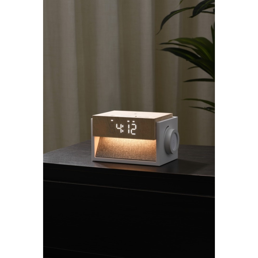 Lampă de birou LED cu ceas deșteptător și încărcare CALM LED/1,2W/5V