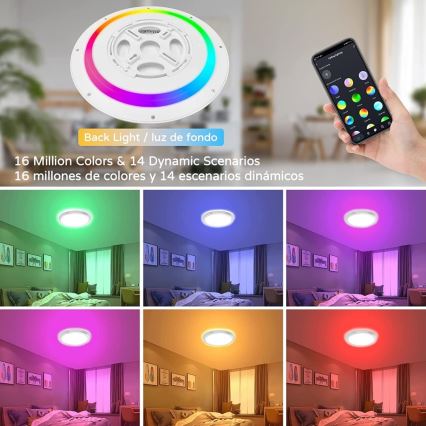 Immax NEO 07164-40 - Plafonieră LED RGB+CCT reglabilă NEO LITE TUDO LED/50W/230V Wi-Fi Tuya + telecomandă