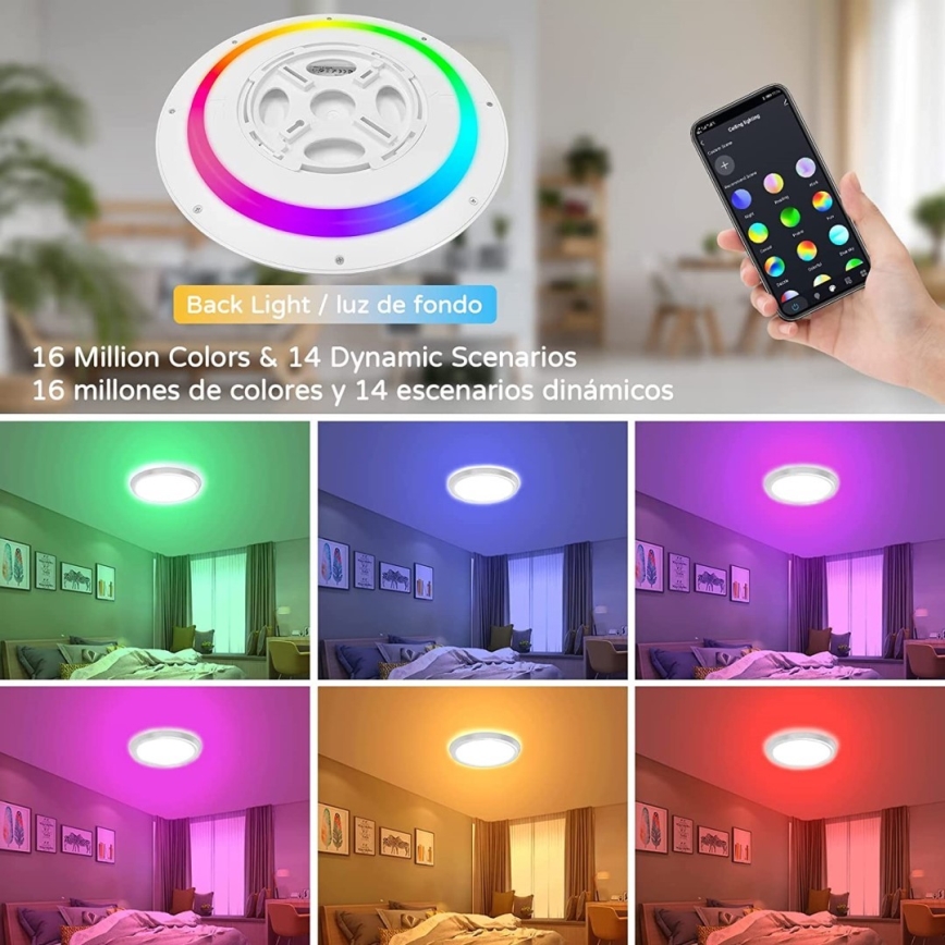 Immax NEO 07166-B40 - Plafonier LED RGB+CCT reglabil NEO LITE TUDO LED/50W/230V Wi-Fi Tuya negru + telecomandă