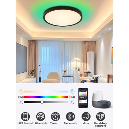 Immax NEO 07166-B40 - Plafonier LED RGB+CCT reglabil NEO LITE TUDO LED/50W/230V Wi-Fi Tuya negru + telecomandă