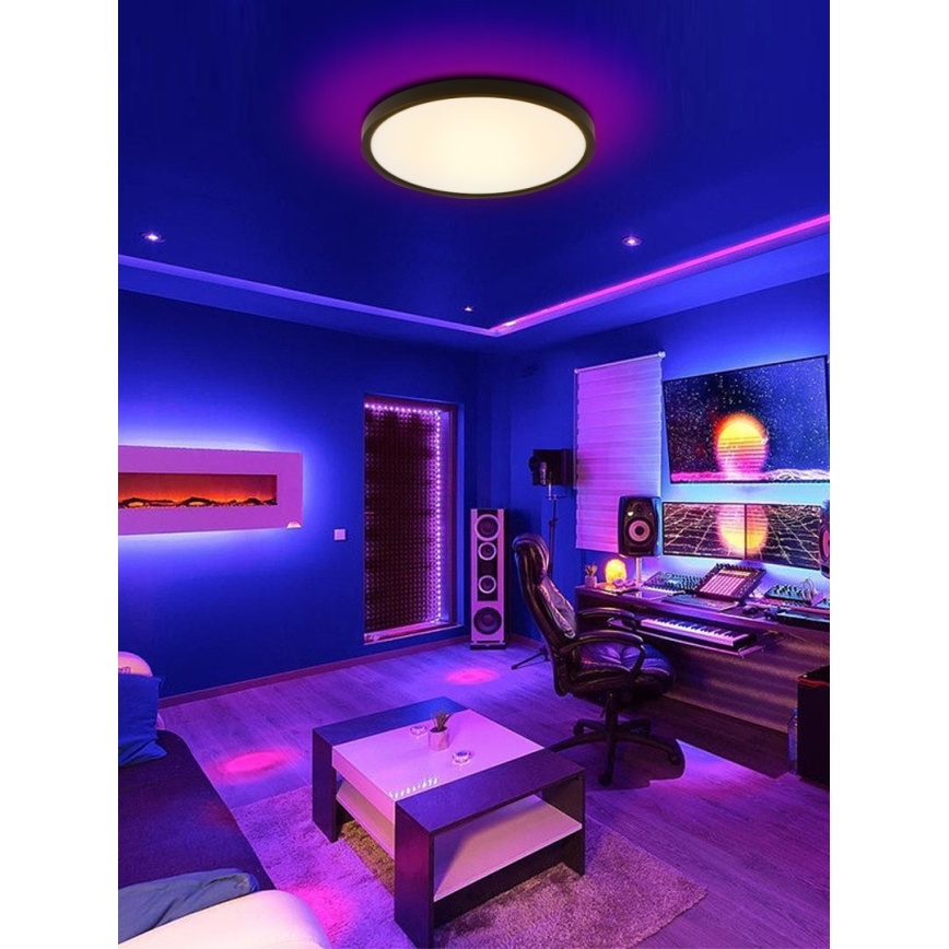 Immax NEO 07166-B40 - Plafonier LED RGB+CCT reglabil NEO LITE TUDO LED/50W/230V Wi-Fi Tuya negru + telecomandă