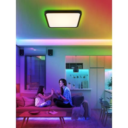 Immax NEO 07167-B40 - Plafonier LED RGB+CCT reglabil NEO LITE TUDO LED/50W/230V Wi-Fi Tuya negru + telecomandă