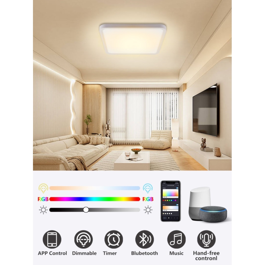 Immax NEO 07168-W40 - Plafonier LED RGB+CCT reglabil NEO LITE TUDO LED/50W/230V Wi-Fi Tuya alb + telecomandă