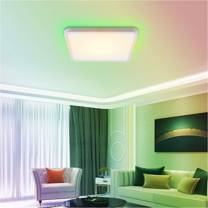 Immax NEO 07168-W40 - Plafonier LED RGB+CCT reglabil NEO LITE TUDO LED/50W/230V Wi-Fi Tuya alb + telecomandă