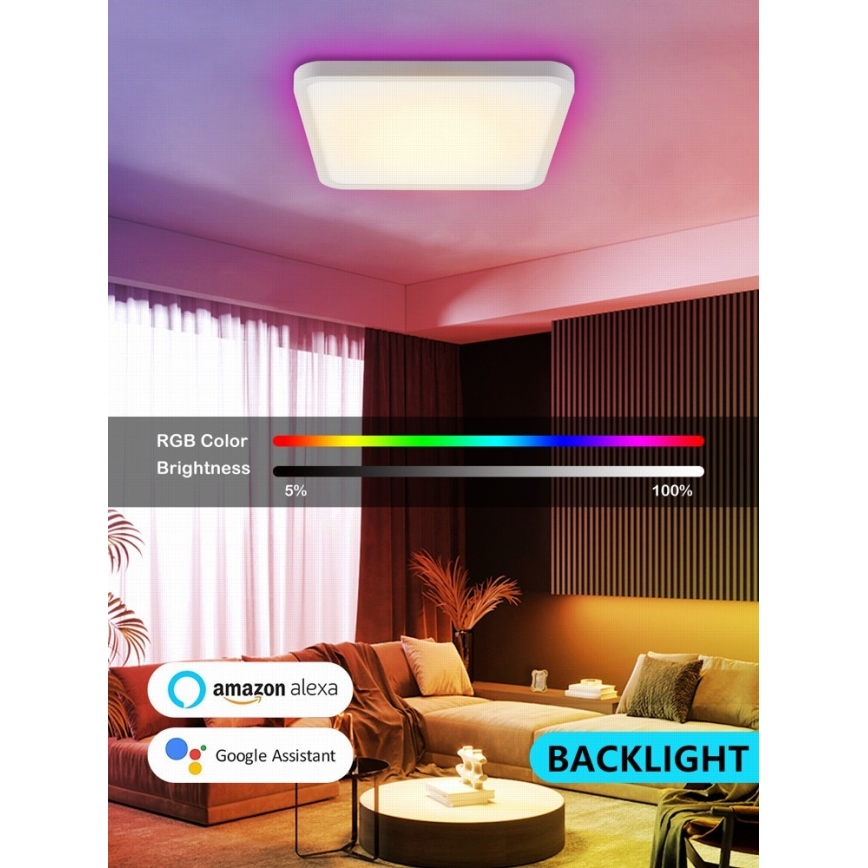 Immax NEO 07168-W40 - Plafonier LED RGB+CCT reglabil NEO LITE TUDO LED/50W/230V Wi-Fi Tuya alb + telecomandă