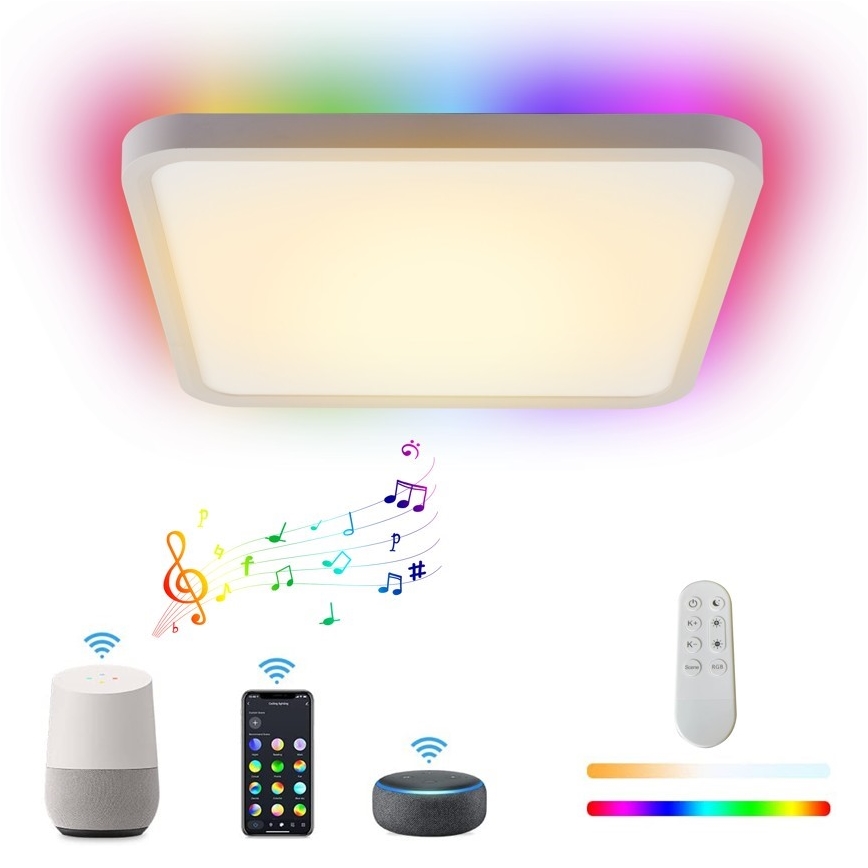 Immax NEO 07168-W40 - Plafonier LED RGB+CCT reglabil NEO LITE TUDO LED/50W/230V Wi-Fi Tuya alb + telecomandă