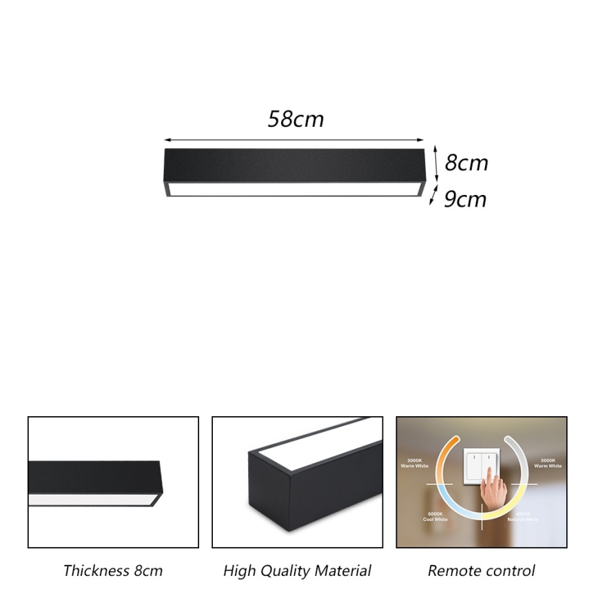 Immax NEO 07254L - Lampă de plafon LED reglabilă NEO LITE LUNGO LED/20W/230V 3000-6000K Wi-Fi Tuya negru + telecomandă