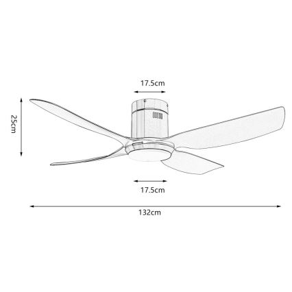 Immax NEO 07282L - Ventilator de tavan PURE LED+CCT, reglabil, LED 24W/230V, 3000/4000/6000K, Wi‑Fi Tuya, Ø 132 cm + telecomandă