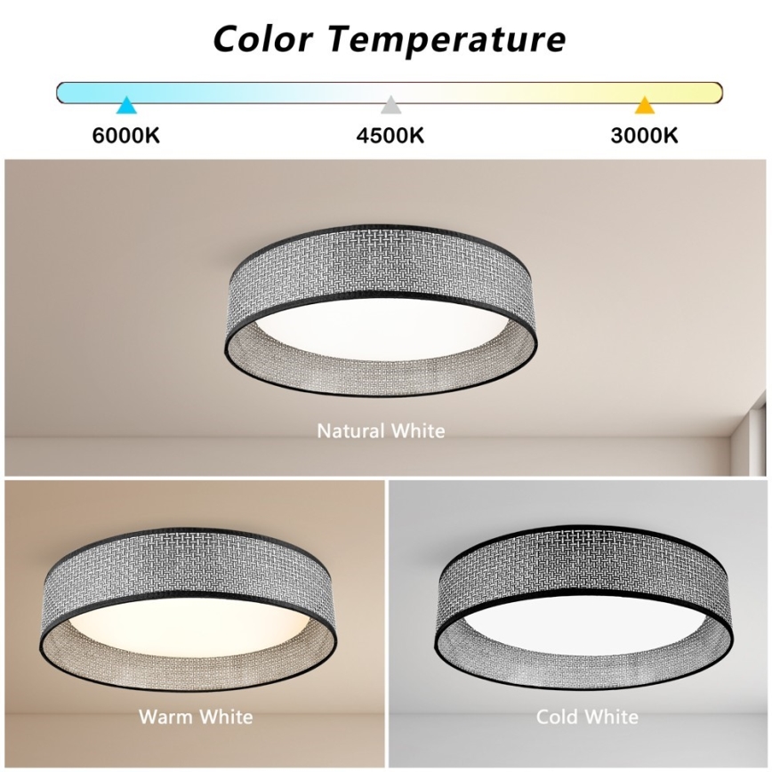 Immax NEO 07287L - Plafonieră LED LONA, dimabilă, LED+CCT, 36W, 230V, 3000–6000K, Wi‑Fi prin Tuya, Ø 45,5 cm, telecomandă inclusă