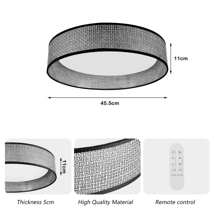 Immax NEO 07287L - Plafonieră LED LONA, dimabilă, LED+CCT, 36W, 230V, 3000–6000K, Wi‑Fi prin Tuya, Ø 45,5 cm, telecomandă inclusă