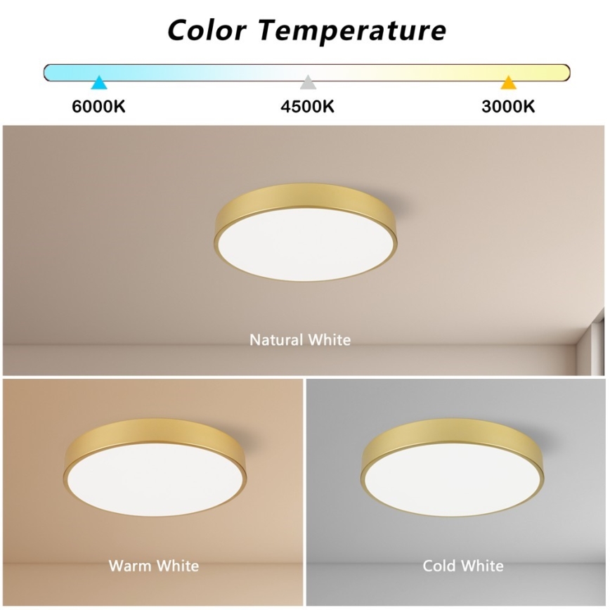 Immax NEO 07292L – Plafonieră LED reglabilă NEO LITE SEMPLICI, 36W, 230V, 3000–6000K, Ø 40 cm, Wi‑Fi Tuya, auriu + telecomandă