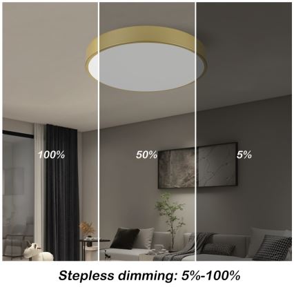 Immax NEO 07292L – Plafonieră LED reglabilă NEO LITE SEMPLICI, 36W, 230V, 3000–6000K, Ø 40 cm, Wi‑Fi Tuya, auriu + telecomandă