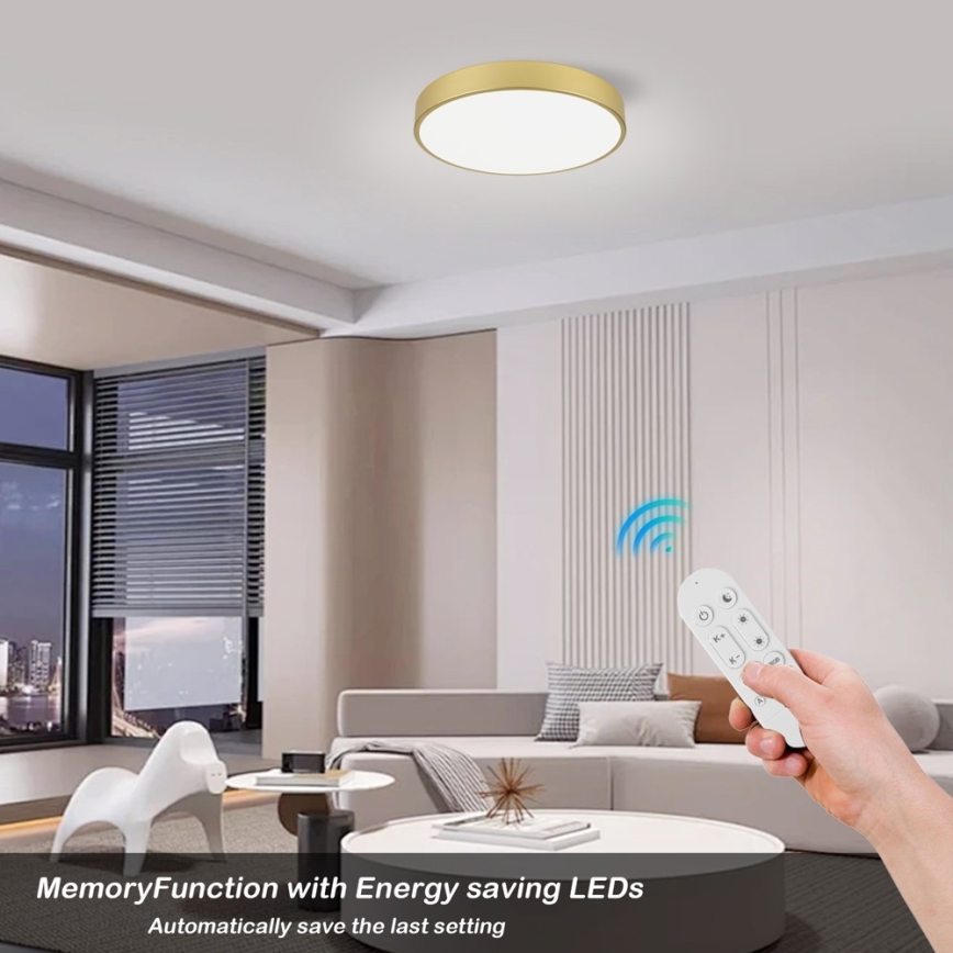 Immax NEO 07292L – Plafonieră LED reglabilă NEO LITE SEMPLICI, 36W, 230V, 3000–6000K, Ø 40 cm, Wi‑Fi Tuya, auriu + telecomandă